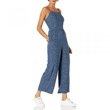 Tuta Elegante Smocked Back in Blu Marino con Motivo Marmo – L