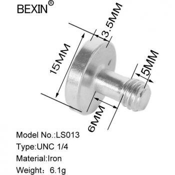 Tornillo de hierro 1/4 para trípode de fotografía
