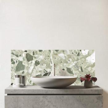 Designer Sage White Quartz Glass Splashboard in Pink