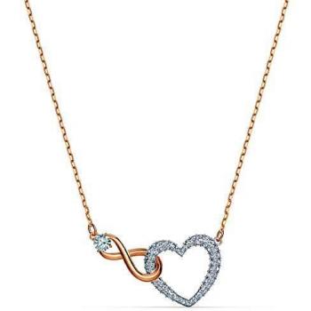 Collar Infinity Heart de Swarovski, blanco, con acabados metálicos