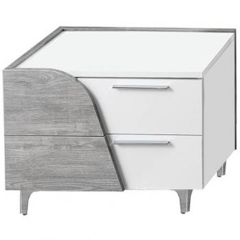 Chevet Abby 2 Tiroirs Blanc et Aspect Bois