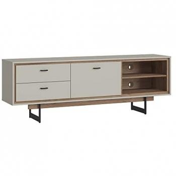 Lomadox Lowboard RAMVIK-129, TV-Flagstaff Eiche Nb. und grau, B/H/T ca. 187/143/40 cm