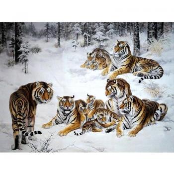 Tiger‑Diamantkreuzstich 5D DIY – 20×30 cm Strass‑Stickerei für die Wand