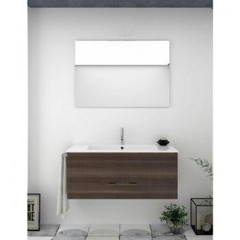 Kit Bagno Sospeso Firenze con Cassetti – 8 Colori – 14 Misure – Mobile, Lavabo e Specchio (Frassino Tea 80x40cm)