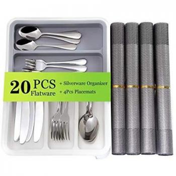 Luxury Plate‑Set: 20‑Piece Stainless Steel Cutlery & Tray
