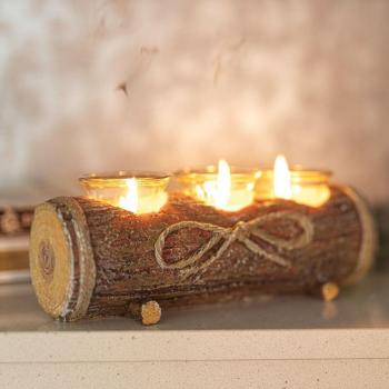 Natural Log Tealight Holder