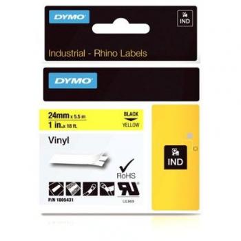 Dymo Rhino Vinyl‑Band für die Industrie: 24 mm × 5,5 m, schwarz/gelb