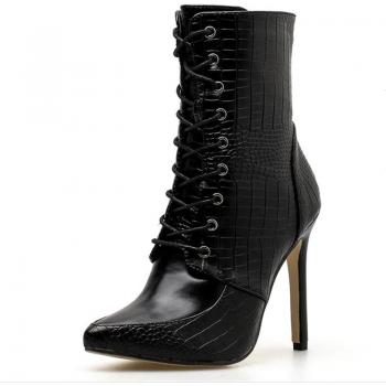 Aneikeh PU Leather High Heel Boots