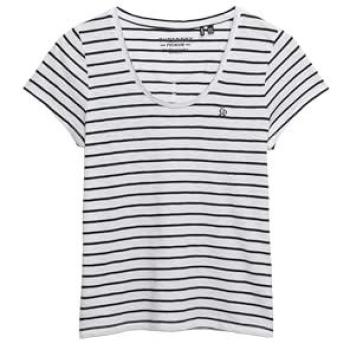 Superdry Studios Navy Stripe V-Shape T-Shirt for Women – XL