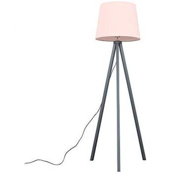 Grey Barbro Floor Lamp with Pink Shade