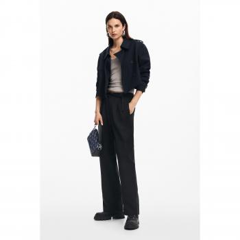 Desigual Pantalón Largo Recto Color Negro L