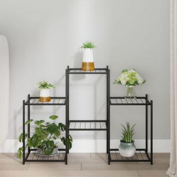 VidaXL Soporte para Flores Hierro Negro Estantería Altas Soporte Modelo Con rueda, Sin rueda