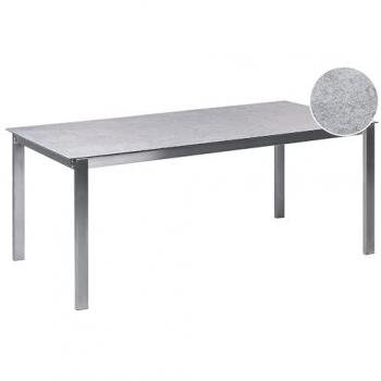 Tavolo da giardino rettangolare 180 x 90 cm in vetro temperato grigio con struttura in acciaio inox per 6 persone