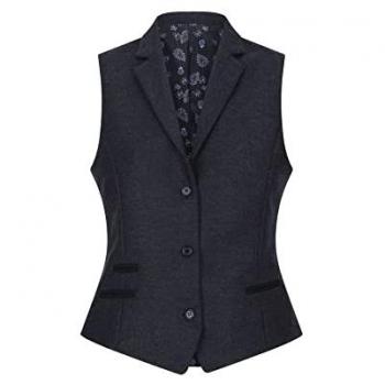 Infinity Leather Women's Herringbone Check Wool Blend Vest – Black (Size 20)