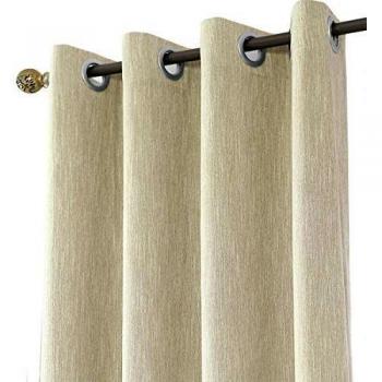 Melodieux 1 Panel Cotton Blend Room Darkening Curtain Blackout Eyelet Thermal Insulated Window Drapes (Beige, 66 x 54 Inch)