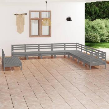 VidaXL 11-Piece Outdoor Lounge Furniture Set in Grey Pine