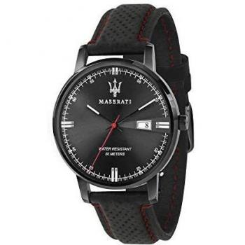 Men's Watch, Eleganza Maserati Collection, Quartz Movement, Three Hands Version with Date, Stainless Steel and Leather Watch