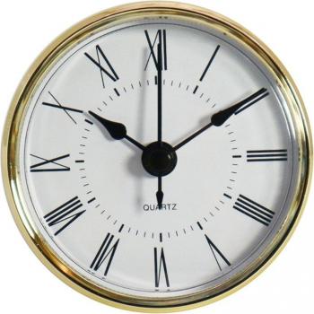 2.4-inch Roman Numeral Quartz Clock Insert, 70mm Diameter, Golden Bezel, Battery Operated
