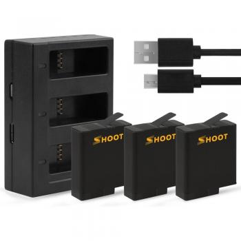 Batería y cargador USB SHOOT AHDBT-501 para GoPro Hero 5, 6, 7 y 8