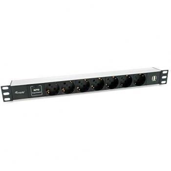 Multiprise Rackable 19 1U 7 Prises Schuko + 2 Ports USB Noir