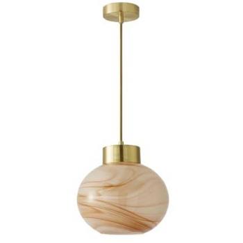 Cream‑Tinted Gold-Capped Alabaster LED Ceiling Fixture