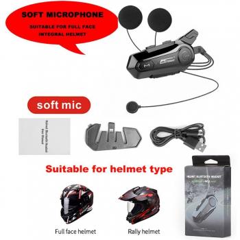 Kebidu intercom Bluetooth moto oreillette sans fil 2 conducteurs portée 100M musique