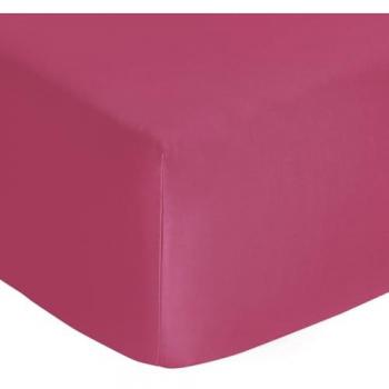 Drap housse en coton couleur rouge clématite, dimension 160x200 cm Anne de Solène