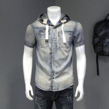 Jersey vaquero informal para hombre con cuello de camiseta