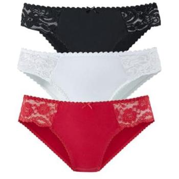 Petite Fleur Damen Slips Jazz-Pants in Rot, Schwarz und Weiß