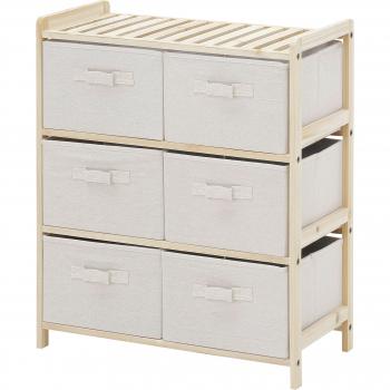 Mobile multiuso “Cassettiera” 6 cassetti tessuto beige, pieghevole ed estrai‑bile, 59x28x70 cm