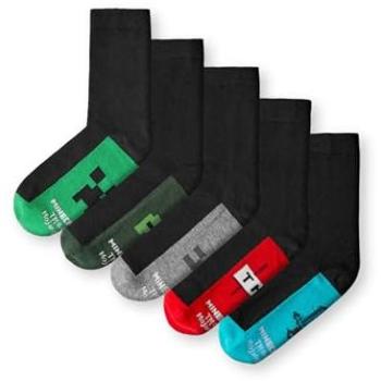 Kid’s Minecraft Pixelated Calf Socks – Toddler Pack, 5 Multicolored Socks (Size 4‑6.5)