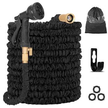 Tuyau extensible avec pistolet 8 fonctions, 30 m (noir)
