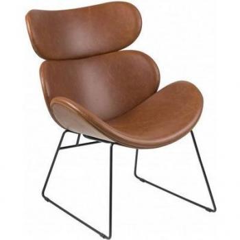Cazy Sessel aus PU Kunstleder in Vintage Cognac