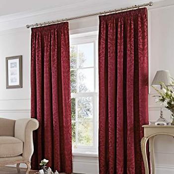 Eastbourne Ready Made Pencil Pleat Curtains Burgundy