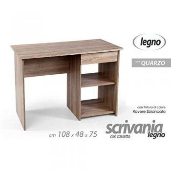 Quarzo Scrivania Lavoro in Legno Rovere 108×48×75 cm – Due Vani