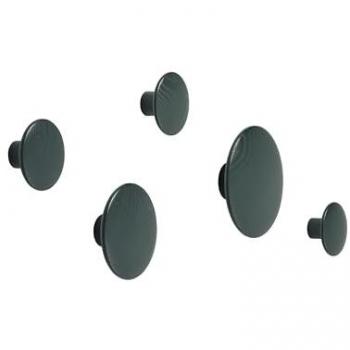 Muuto „Dots“ Wandhaken – Holzkonstruktion, dunkelgrün, Ø 6,5 cm