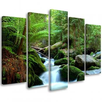 Quadro a Quattro Parti: Cascata Verde 100x70 in Tela