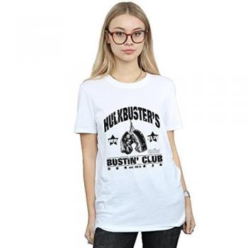 Marvel Iron Man Hulkbuster Bustin' Club Cotton Boyfriend Tee (White)