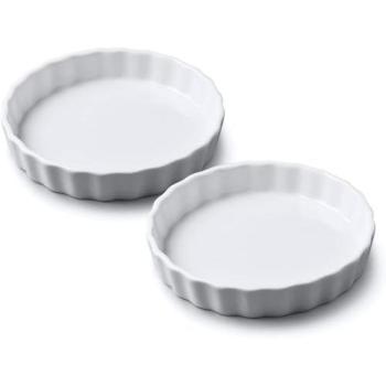Porcelain 11 cm Flan Plates Set of Two – White, WM Bartleet & Sons