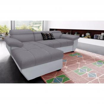 COTTA L-Form Sofa mit Kopfteilverstellung und Microfaser