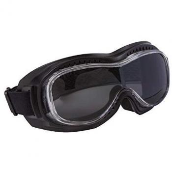 PiWear Toronto Retro Motorradbrille – Überbrille, schwarz mit dunkel getöntem Glas – Einheitsgröße (männlich)