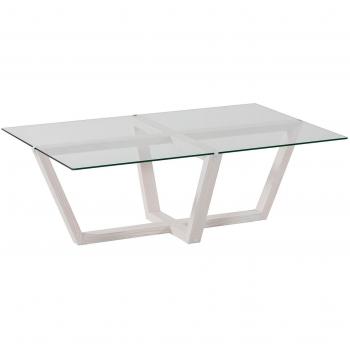 Mesa de centro de madera maciza y cristal templado 105 cm