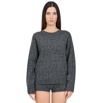 PINKO Women's Gray Sweater with Crystals