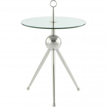 Kayoom Ontario 325 – Beistelltisch aus Edelstahl und Sicherheitsglas (silber)