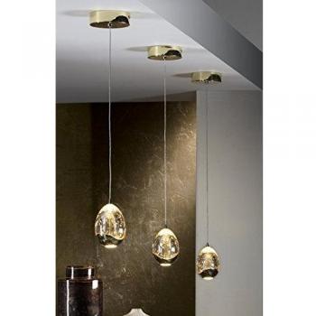 Netlighting Rocao Single Suspension Pendant Light in Gold with Champagne shade