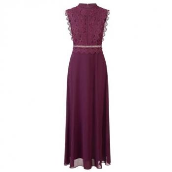 Violettes Spitzenabendkleid von Apart – Größe 42, transparenter Rückenteil