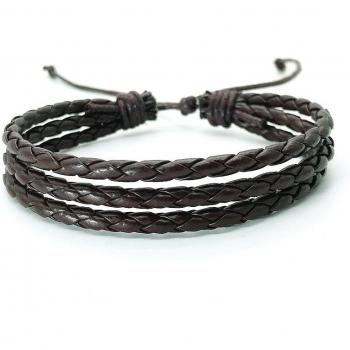Cordage Tissé Main Bracelet Noir Marron