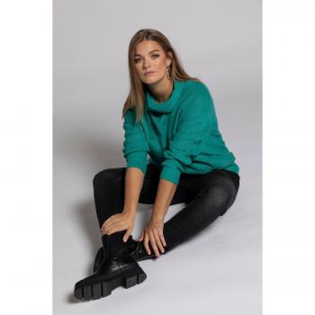 Pullover verde dolcevita oversize in maglia traforata, Donna, Taglia 64/66, Viscosa/Gomma/Nylon