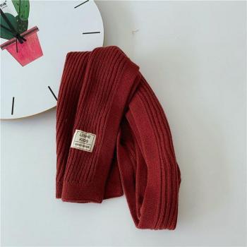 Bavoir en tissu unicolore automnal et hivernal, écharpe tricotée polyvalente pour bébé couleur prune