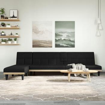 Sofá cama negro L 255x140x70 cm Tela